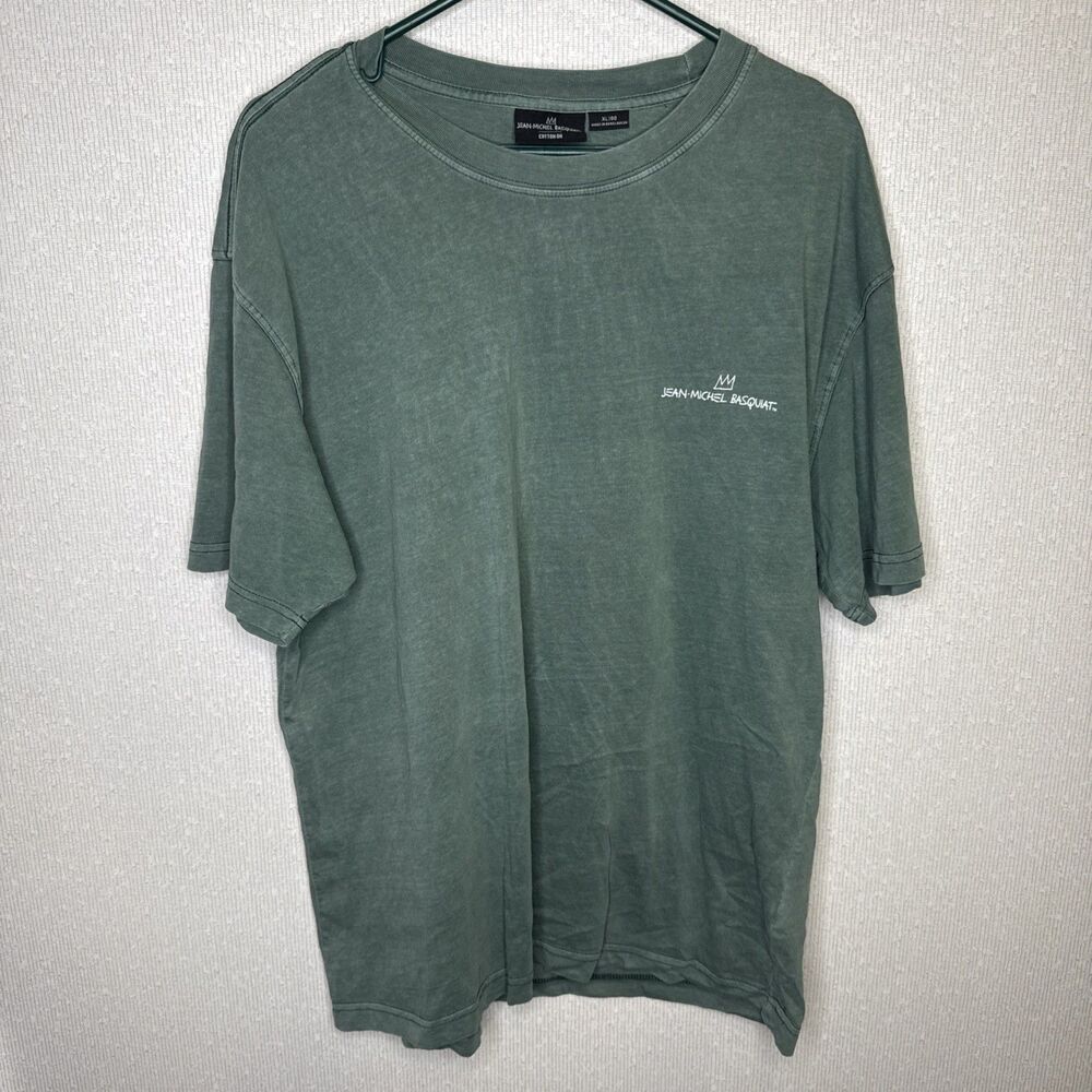 Jean-Michel Basquiat Self Portrait Mens XL Green Streetwear Art Graphic Tee
